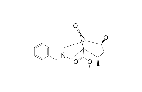 METHYL_3-BENZYL-6-HYDROXY-8-METHYL-9-OXO-3-AZABICYCLO-[3.3.1]-NONANE-1-CARBOXYLATE;MINOR_ISOMER