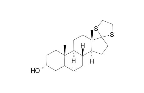 Androstan-17-one, 3-hydroxy-, cyclic 1,2-ethanediyl mercaptole, (3.alpha.)-