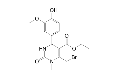 5-Pyrimidinecarboxylic acid, 6-(bromomethyl)-1,2,3,4-tetrahydro-4-(4-hydroxy-3-methoxyphenyl)-1-methyl-2-oxo-, ethyl ester