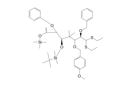 (3R,4R,6R,7R)-3,7-DIBENZYLOXY-4-(TERT.-BUTYLDIMETHYLSILOXY)-8,8-DIETHYLTHIO-6-(PARA-METHOXYBENZYLOXY)-5,5-DIMETHYL-2-(TRIMETHYLSILOXY)-OCTENE