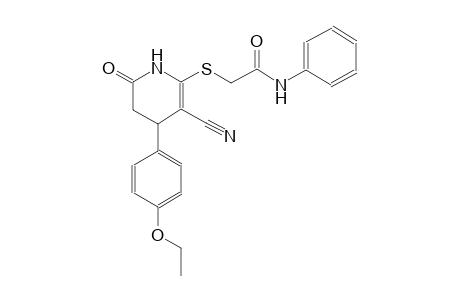 2-{[3-cyano-4-(4-ethoxyphenyl)-6-oxo-1,4,5,6-tetrahydro-2-pyridinyl]sulfanyl}-N-phenylacetamide