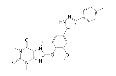 5-((4-(2,6-Dioxo-1,3,7-trimethyl-2,3,6,7-tetrahydro-1H-purine-8-yl)oxy)-3-methoxyphenyl)-3-(4-methylphenyl)-4,5-dihydro-1H-pyrazole