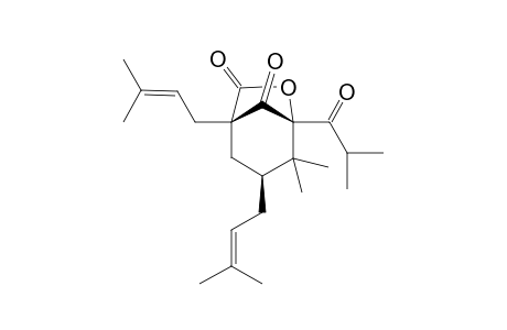 Garcinielliptone J [7,7-dimethyl-2,6-di(.gamma.,.gamma.-dimethylallyl)-4-(1-oxo-2-methylpropyl)-1,2,3,4-tetrahydrofurano[1,4-af]cyclohexa-1,3-dione]