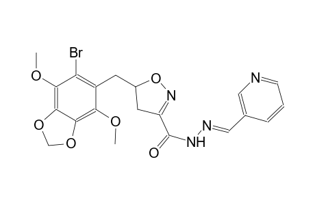 3-isoxazolecarboxylic acid, 5-[(6-bromo-4,7-dimethoxy-1,3-benzodioxol-5-yl)methyl]-4,5-dihydro-, 2-[(E)-3-pyridinylmethylidene]hydrazide