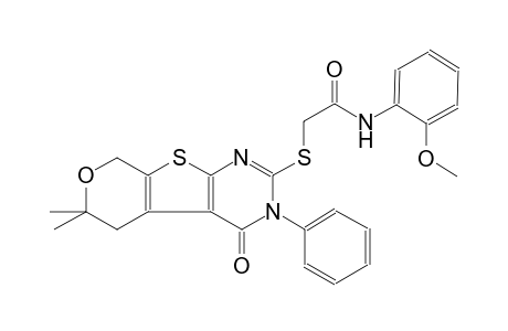 2-[(6,6-dimethyl-4-oxo-3-phenyl-3,5,6,8-tetrahydro-4H-pyrano[4',3':4,5]thieno[2,3-d]pyrimidin-2-yl)sulfanyl]-N-(2-methoxyphenyl)acetamide