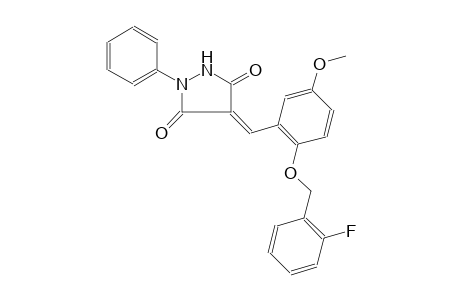 (4E)-4-{2-[(2-fluorobenzyl)oxy]-5-methoxybenzylidene}-1-phenyl-3,5-pyrazolidinedione