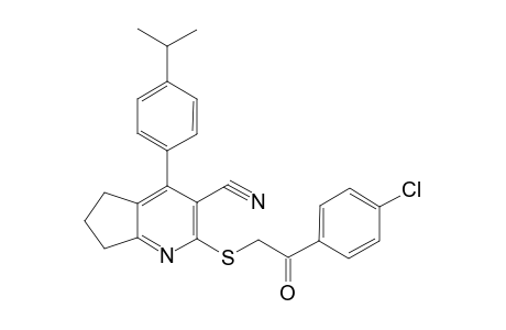 2-[2-(4-chlorophenyl)-2-oxidanylidene-ethyl]sulfanyl-4-(4-propan-2-ylphenyl)-6,7-dihydro-5H-cyclopenta[b]pyridine-3-carbonitrile