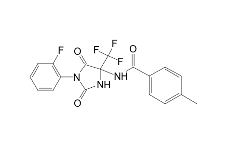 N-[1-(2-fluorophenyl)-2,5-bis(oxidanylidene)-4-(trifluoromethyl)imidazolidin-4-yl]-4-methyl-benzamide