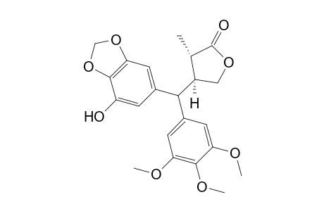(3,4-trans)-3-Methyl-4-[(5'-hydroxy-3',4'-<methylenedioxy>phenyl)-(3",4",5"-trimethoxyphenyl)methyl]-butyrolactone