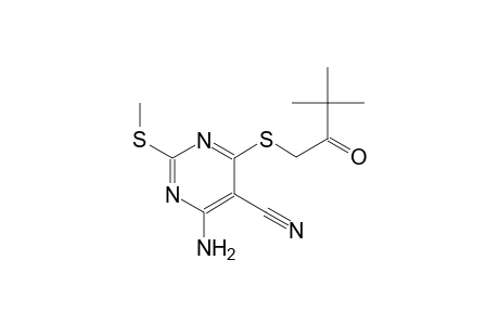 4-amino-6-[(3,3-dimethyl-2-oxobutyl)sulfanyl]-2-(methylsulfanyl)-5-pyrimidinecarbonitrile