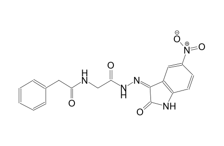 N-{2-[(2Z)-2-(5-nitro-2-oxo-1,2-dihydro-3H-indol-3-ylidene)hydrazino]-2-oxoethyl}-2-phenylacetamide