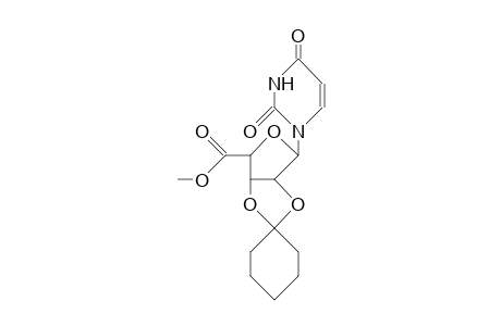 1-(Methyl-[2,3-O-cyclohexylidene.alpha.-L-lyxofuranosyl]-uronate)-uracil