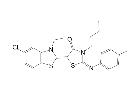 (2E,5Z)-3-butyl-5-(5-chloro-3-ethyl-1,3-benzothiazol-2(3H)-ylidene)-2-[(4-methylphenyl)imino]-1,3-thiazolidin-4-one