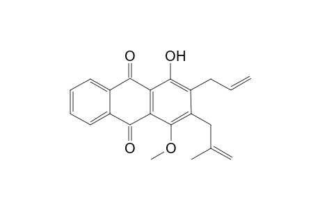 1-hydroxy-4-methoxy-3-(2'-methylprop-2'-enyl)-2-(prop-2''-enyl)anthraquinone and 1-hydroxy-4-methoxy-2-(2'-methylprop-2'-enyl)-3-(prop-2''-enyl)anthraquinone