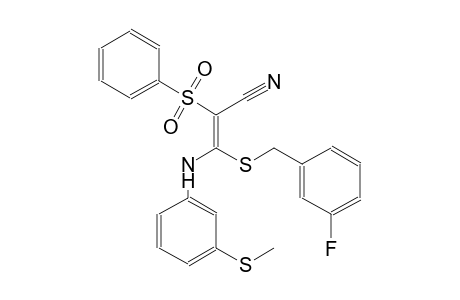 2-propenenitrile, 3-[[(3-fluorophenyl)methyl]thio]-3-[[3-(methylthio)phenyl]amino]-2-(phenylsulfonyl)-, (2E)-