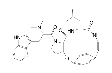 5,8-Ethenopyrrolo[3,2-b][1,5,8]oxadiazacyclotetradecine-12,15(1H,11H)-dione, 1-[2-(dimethylamino)-3-(1H-indol-3-yl)-1-oxopropyl]-2,3,3a,13,14,15a-hexahydro-13-(2-methylpropyl)-