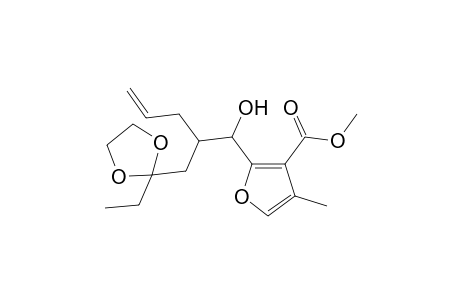 methyl 2-[2-(2-ethyl-1,3-dioxolan-2-ylmethyl)-1-hydroxypent-4-enyl]-4-methylfuran-3-caboxylate