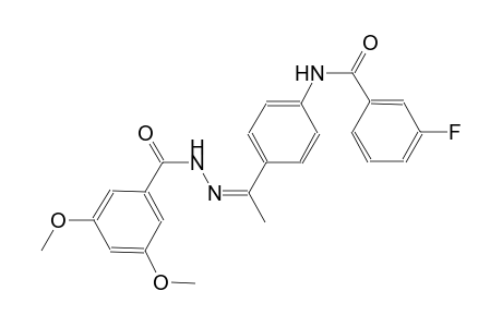 N-{4-[(1Z)-N-(3,5-dimethoxybenzoyl)ethanehydrazonoyl]phenyl}-3-fluorobenzamide