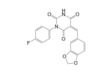 (5Z)-5-(1,3-benzodioxol-5-ylmethylene)-1-(4-fluorophenyl)-2,4,6(1H,3H,5H)-pyrimidinetrione