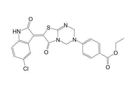 ethyl 4-((7Z)-7-(5-chloro-2-oxo-1,2-dihydro-3H-indol-3-ylidene)-6-oxo-6,7-dihydro-2H-[1,3]thiazolo[3,2-a][1,3,5]triazin-3(4H)-yl)benzoate