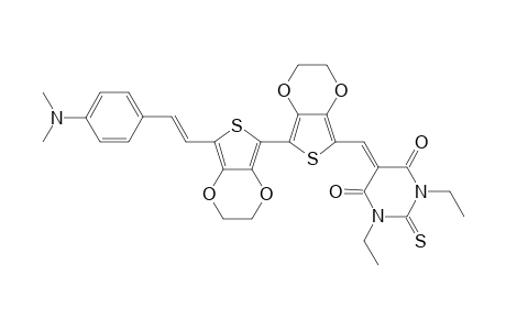 5-[(1,3-Diaza-1,3-diethyl-4,6-dioxo-2-thioxocyclohex-5-ylidene)methyl]-5'-[(E)-(4-N,N-Dimethylaminobenzylidene)methyl]-2,2'-bi(3,4-ethylenedioxythiophene)