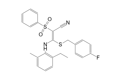 2-propenenitrile, 3-[(2-ethyl-6-methylphenyl)amino]-3-[[(4-fluorophenyl)methyl]thio]-2-(phenylsulfonyl)-, (2E)-