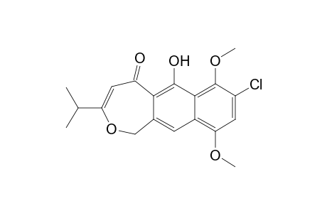 8-Chloranyl-7,10-dimethoxy-6-oxidanyl-3-propan-2-yl-1H-benzo[h][2]benzoxepin-5-one