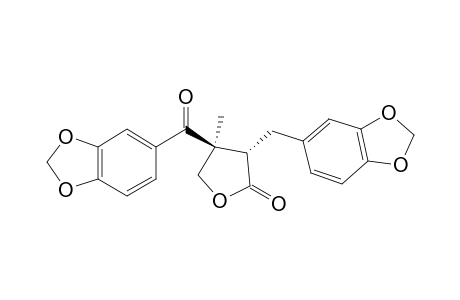 (+)-(2S,3S)-2-(3'',4''-METHYLENEDIOXYBENZYL)-3-(3',4'-METHYLENEDIOXYACETOPHENONE)-BUTYROLACTONE