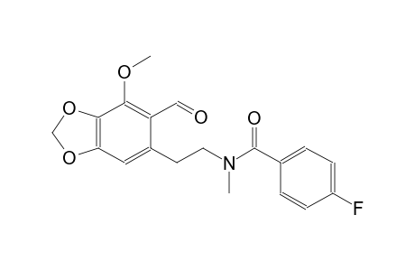 4-fluoro-N-[2-(6-formyl-7-methoxy-1,3-benzodioxol-5-yl)ethyl]-N-methylbenzamide