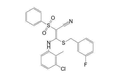 2-propenenitrile, 3-[(3-chloro-2-methylphenyl)amino]-3-[[(3-fluorophenyl)methyl]thio]-2-(phenylsulfonyl)-, (2E)-