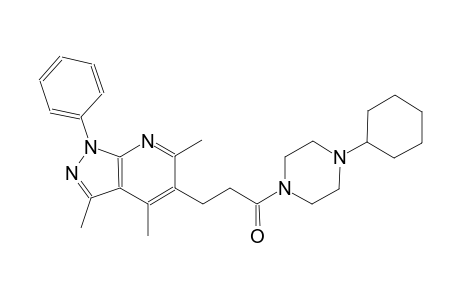 1H-pyrazolo[3,4-b]pyridine, 5-[3-(4-cyclohexyl-1-piperazinyl)-3-oxopropyl]-3,4,6-trimethyl-1-phenyl-