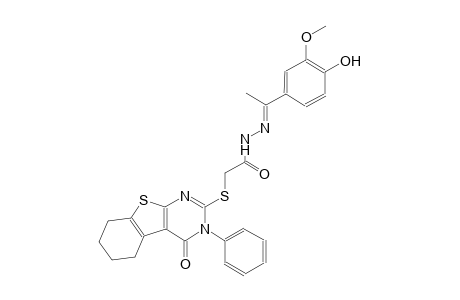 N'-[(E)-1-(4-hydroxy-3-methoxyphenyl)ethylidene]-2-[(4-oxo-3-phenyl-3,4,5,6,7,8-hexahydro[1]benzothieno[2,3-d]pyrimidin-2-yl)sulfanyl]acetohydrazide