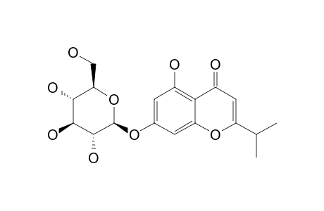 TAKANECHROMONE-C;5,7-DIHYDROXY-2-ISOPROPYL-CHROMONE-7-O-BETA-D-GLUCOPYRANOSIDE