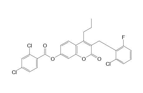 3-(2-chloro-6-fluorobenzyl)-7-hydroxy-4-propylcoumarin, 2,4-dichlorobenzoate