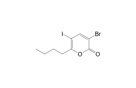 3-bromo-6-butyl-5-iodopyran-2-one