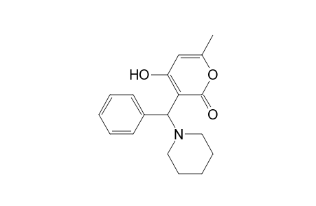 2H-Pyran-2-one, 4-hydroxy-6-methyl-3-(phenyl-1-piperidinylmethyl)-