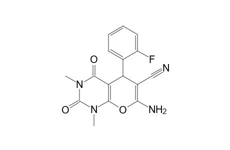 4H-Pyrano[2, 3-d]pyrimidine-3-carbonitrile, 5,6,7,8-tetrahydro-2-amino-4-(2-fluorophenyl)-6,8-dimethyl-5,7-dioxo-