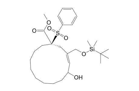 (R)-12-((tert-Butyl-dimethyl-silyloxy)-methyl)-10-hydroxy-1-phenylsulfonylcyclotridec-11-ene-1-carboxylic methyl ester