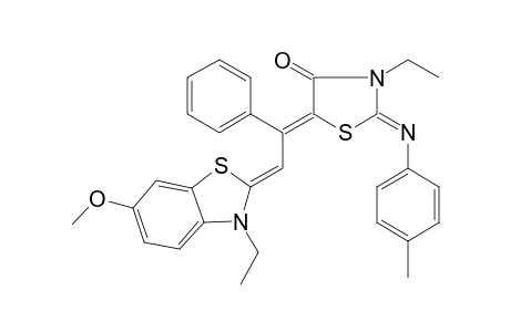 (2Z,5E)-3-Ethyl-5-[(2Z)-2-(3-ethyl-6-methoxy-1,3-benzothiazol-2(3H)-ylidene)-1-phenylethylidene]-2-[(4-methylphenyl)imino]-1,3-thiazolidin-4-one
