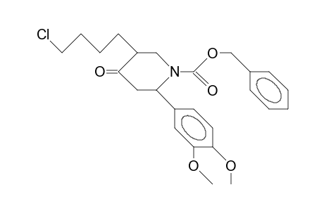 N-Benzyloxycarbonyl-6-(4-chloro-butyl)-2-(3,4-dimethoxy-phenyl)-piperidine-4-one