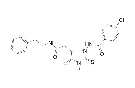 4-Chloro-N-[3-methyl-4-oxo-5-(phenethylcarbamoyl-methyl)-2-thioxo-imidazolidin-1-yl]-benzamide