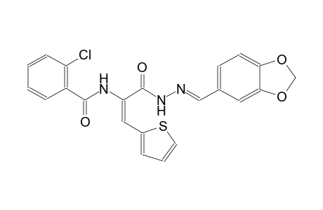2-propenoic acid, 2-[(2-chlorobenzoyl)amino]-3-(2-thienyl)-, 2-[(E)-1,3-benzodioxol-5-ylmethylidene]hydrazide, (2E)-