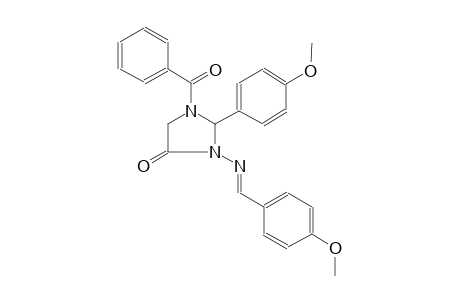1-benzoyl-2-(4-methoxyphenyl)-3-{[(E)-(4-methoxyphenyl)methylidene]amino}-4-imidazolidinone