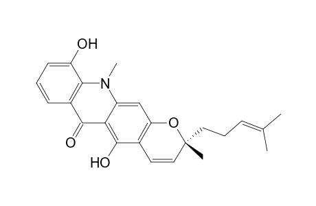 6H-Pyrano[3,2-b]acridin-6-one, 2,11-dihydro-5,10-dihydroxy-2,11-dimethyl-2-(4-methyl-3-pentenyl)-, (R)-