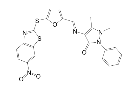 1,5-Dimethyl-4-[({5-[(6-nitro-1,3-benzothiazol-2-yl)sulfanyl]-2-furyl}methylidene)amino]-2-phenyl-1,2-dihydro-3H-pyrazol-3-one