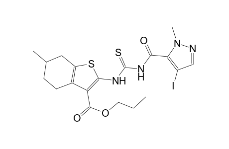 propyl 2-[({[(4-iodo-1-methyl-1H-pyrazol-5-yl)carbonyl]amino}carbothioyl)amino]-6-methyl-4,5,6,7-tetrahydro-1-benzothiophene-3-carboxylate