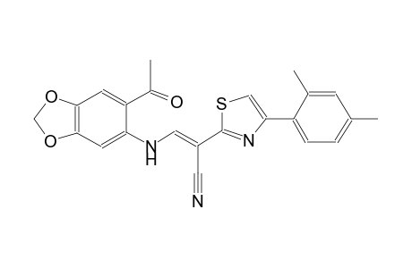 (2E)-3-[(6-acetyl-1,3-benzodioxol-5-yl)amino]-2-[4-(2,4-dimethylphenyl)-1,3-thiazol-2-yl]-2-propenenitrile