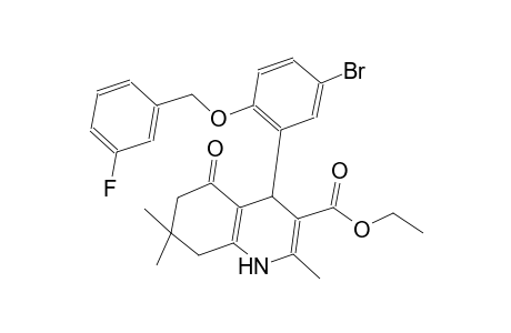 ethyl 4-{5-bromo-2-[(3-fluorobenzyl)oxy]phenyl}-2,7,7-trimethyl-5-oxo-1,4,5,6,7,8-hexahydro-3-quinolinecarboxylate