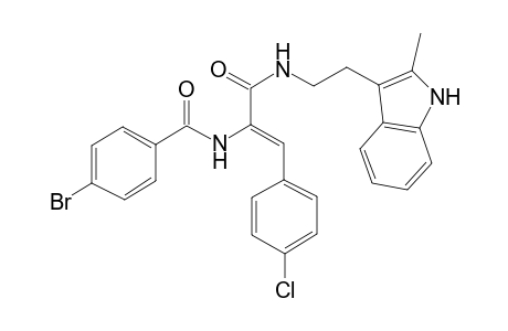 4-Bromanyl-N-[(Z)-1-(4-chlorophenyl)-3-[2-(2-methyl-1H-indol-3-yl)ethylamino]-3-oxidanylidene-prop-1-en-2-yl]benzamide