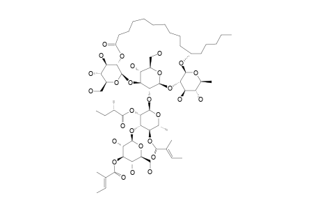 #1;CALYSOLIN-V;(11S)-JALAPINOLIC-ACID-11-O-(3-O-TIGLOYL)-BETA-D-GLUCOPYRANOSYL-(1->3)-O-[2-O-(2S)-METHYLBUTYRYL,4-O-TIGLOYL]-ALPHA-L-RHAMNOPYRANOSYL-(1->2)-[O-